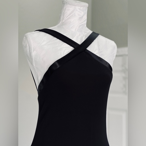 Jones New York Black Cross-Strap Midi Dress Low Back Formal Cocktail Date Night - Picture 3 of 11